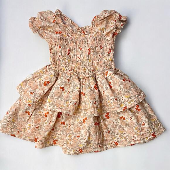 Rabbit + Bear Other - Rabbit + Bear Organic Cotton Girl Dress 3T Cottagecore Floral Smocked Ruffle